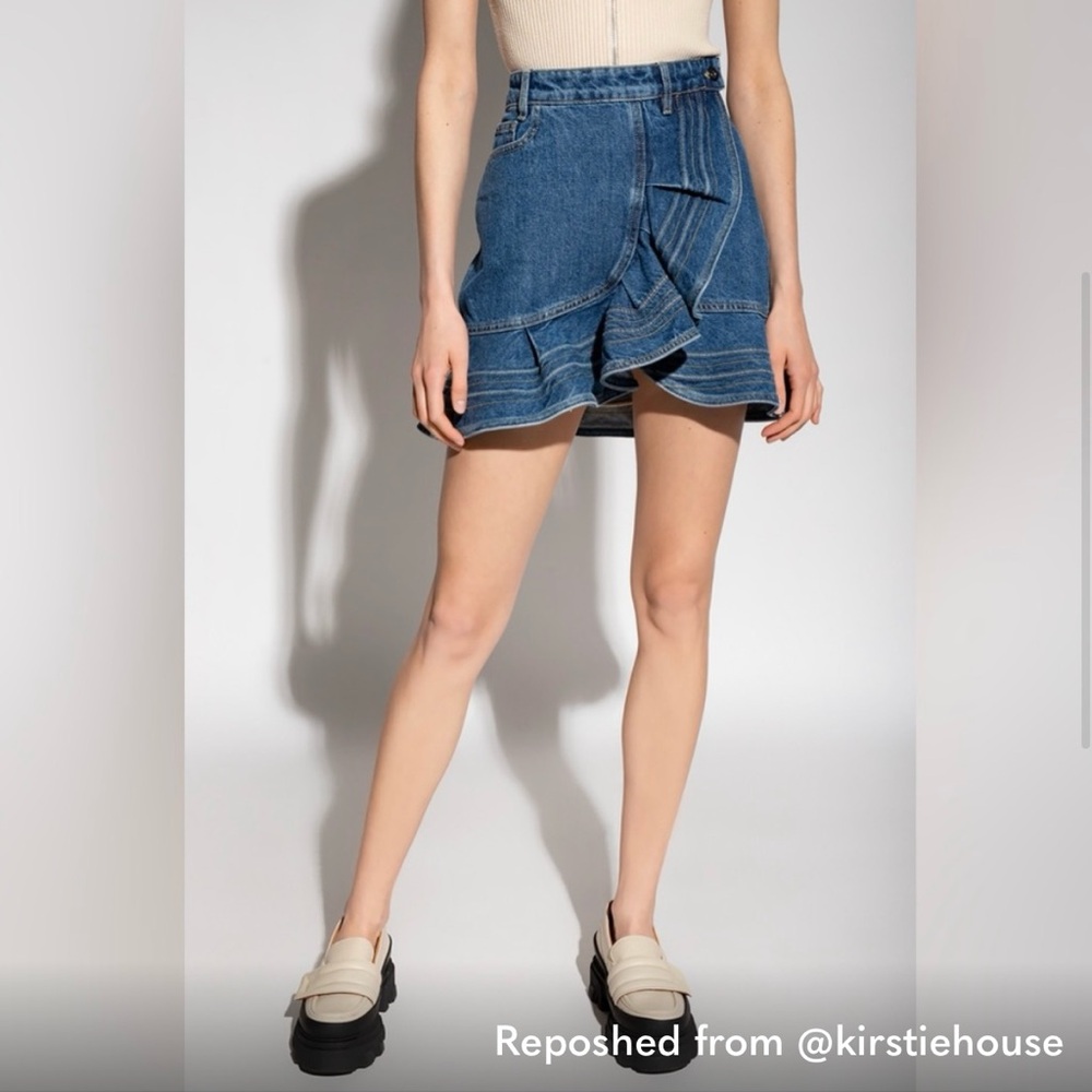 Self-Portrait Blue Denim Mini Skirt
